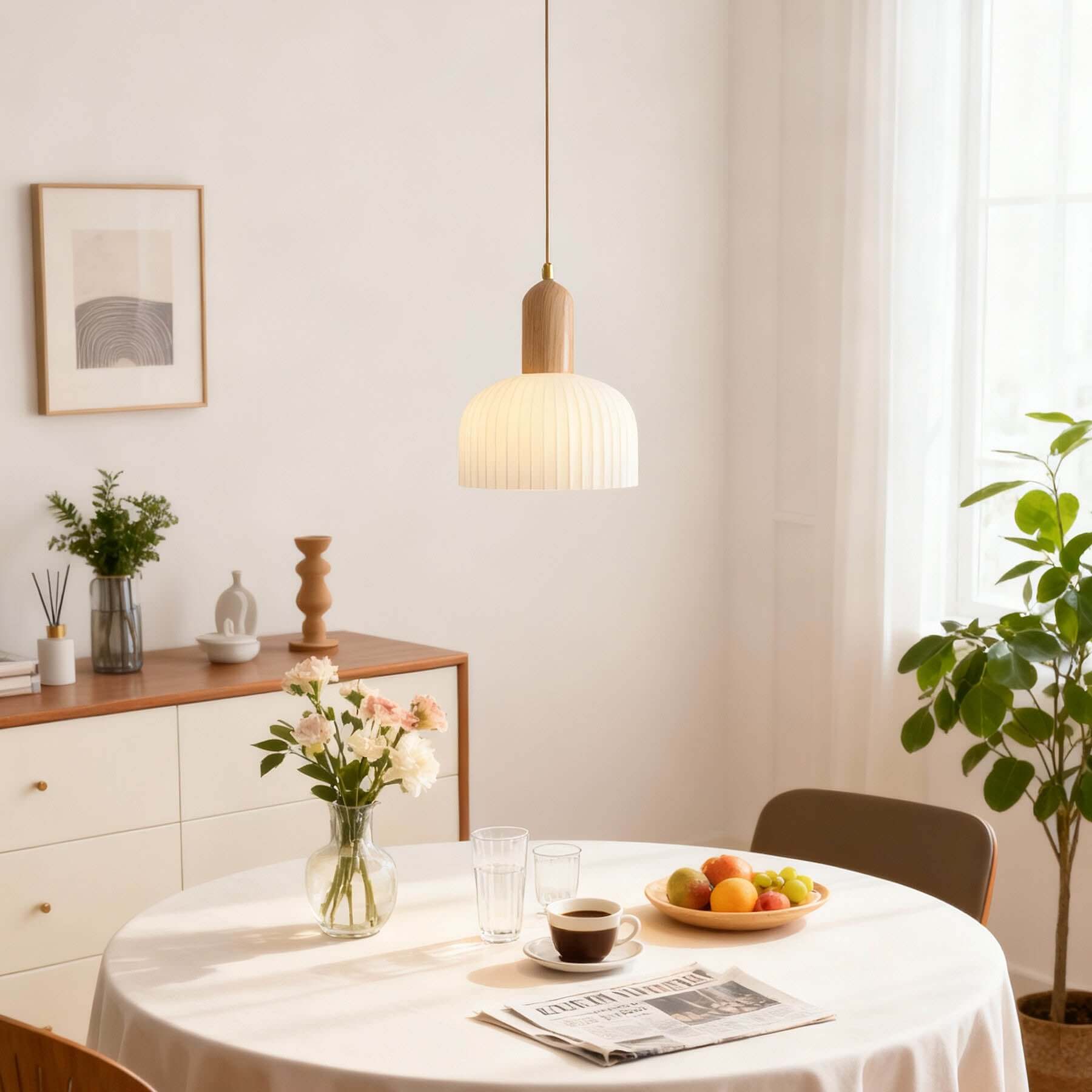 Antizer Modern Minimalist Pleated Glass Pendant Light