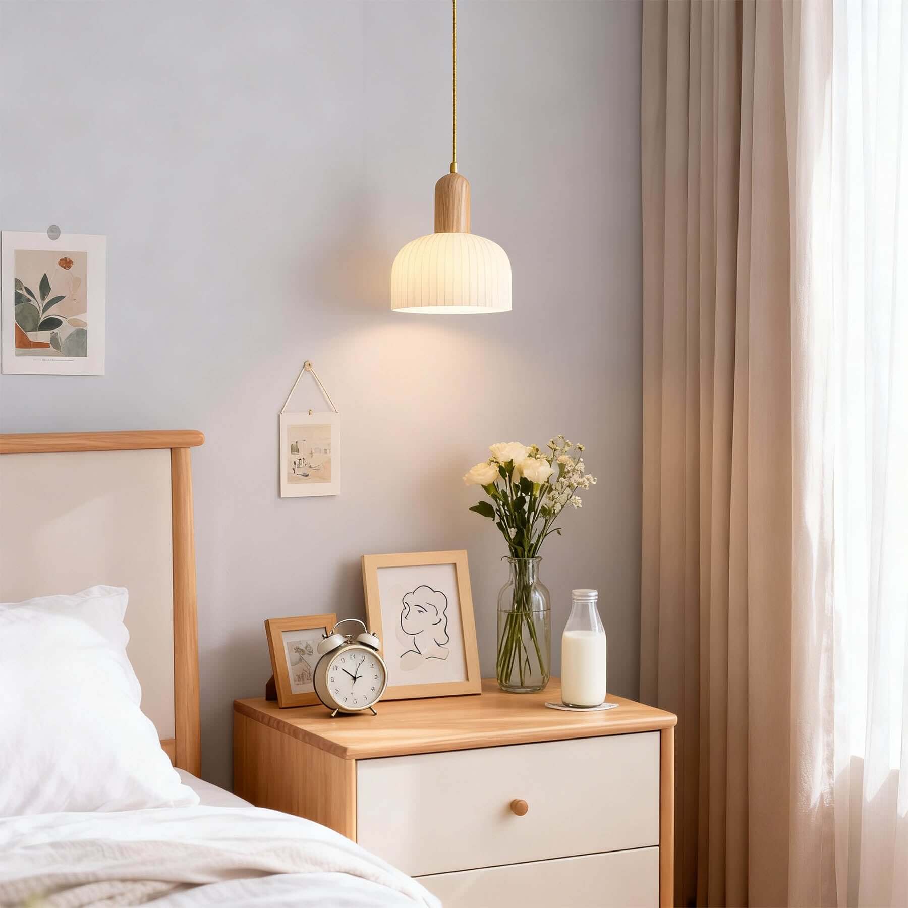 Antizer Modern Minimalist Pleated Glass Pendant Light
