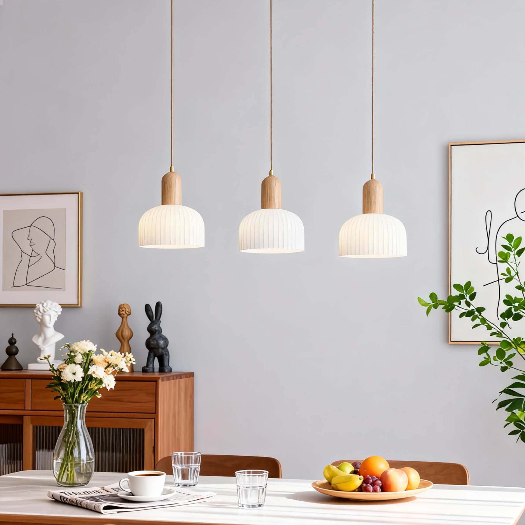 Antizer Modern Minimalist Pleated Glass Pendant Light