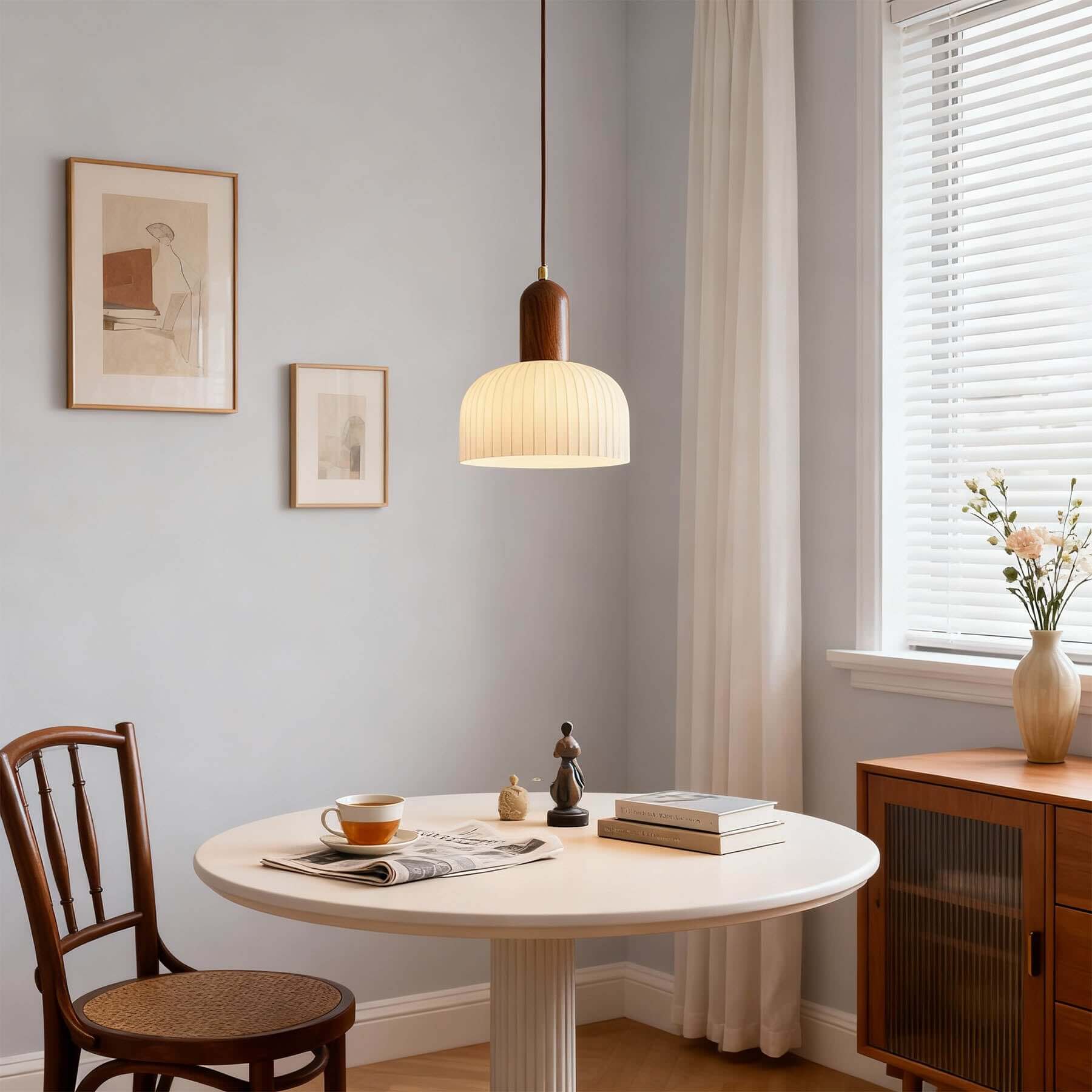 Antizer Modern Minimalist Pleated Glass Pendant Light