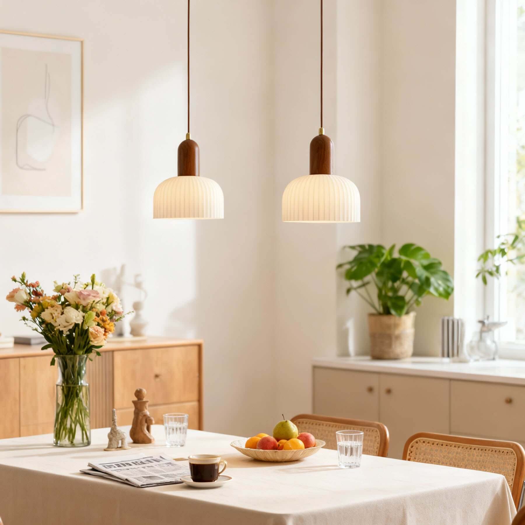 Antizer Modern Minimalist Pleated Glass Pendant Light