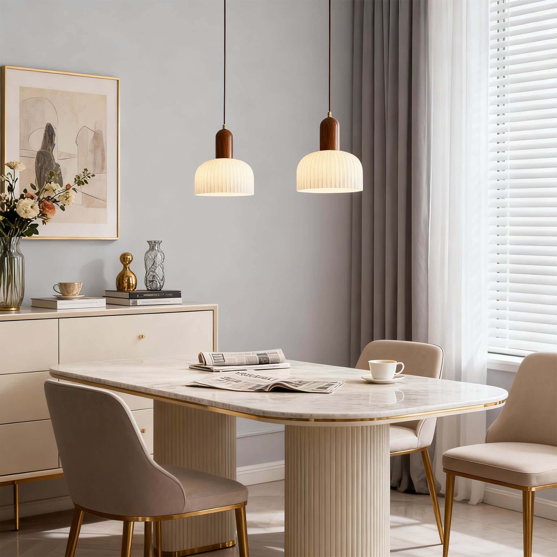 Antizer Modern Minimalist Pleated Glass Pendant Light