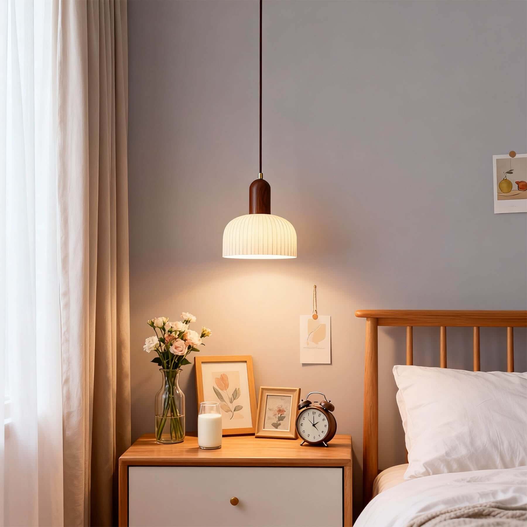 Antizer Modern Minimalist Pleated Glass Pendant Light