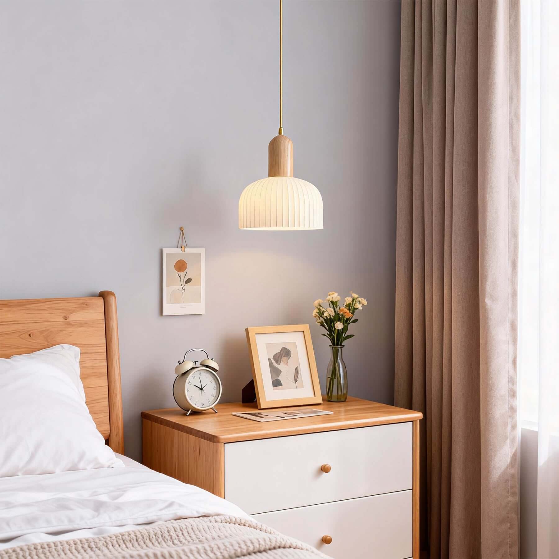 Antizer Modern Minimalist Pleated Glass Pendant Light