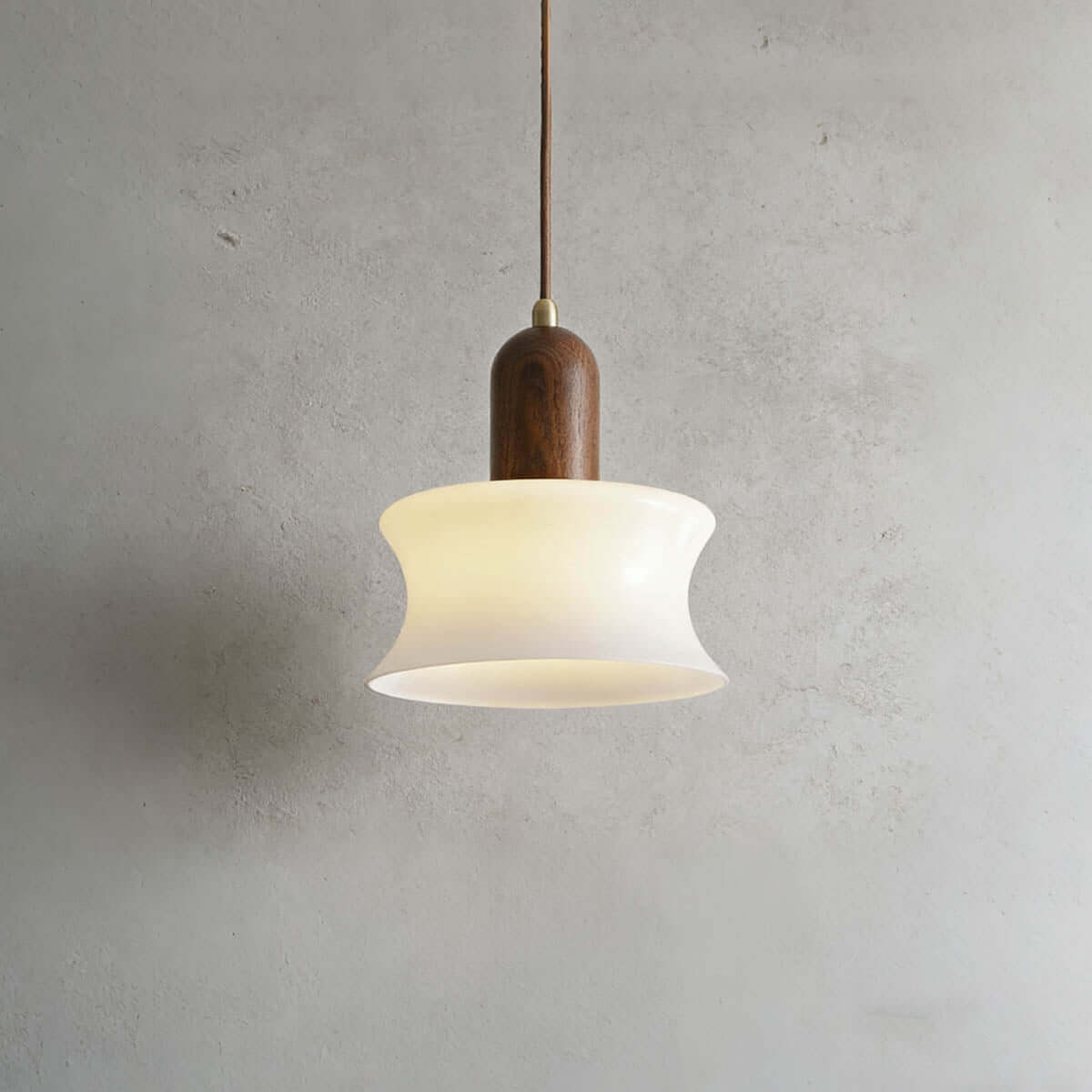 Antizer Minimalist Wood Dome Glass Pendant Light