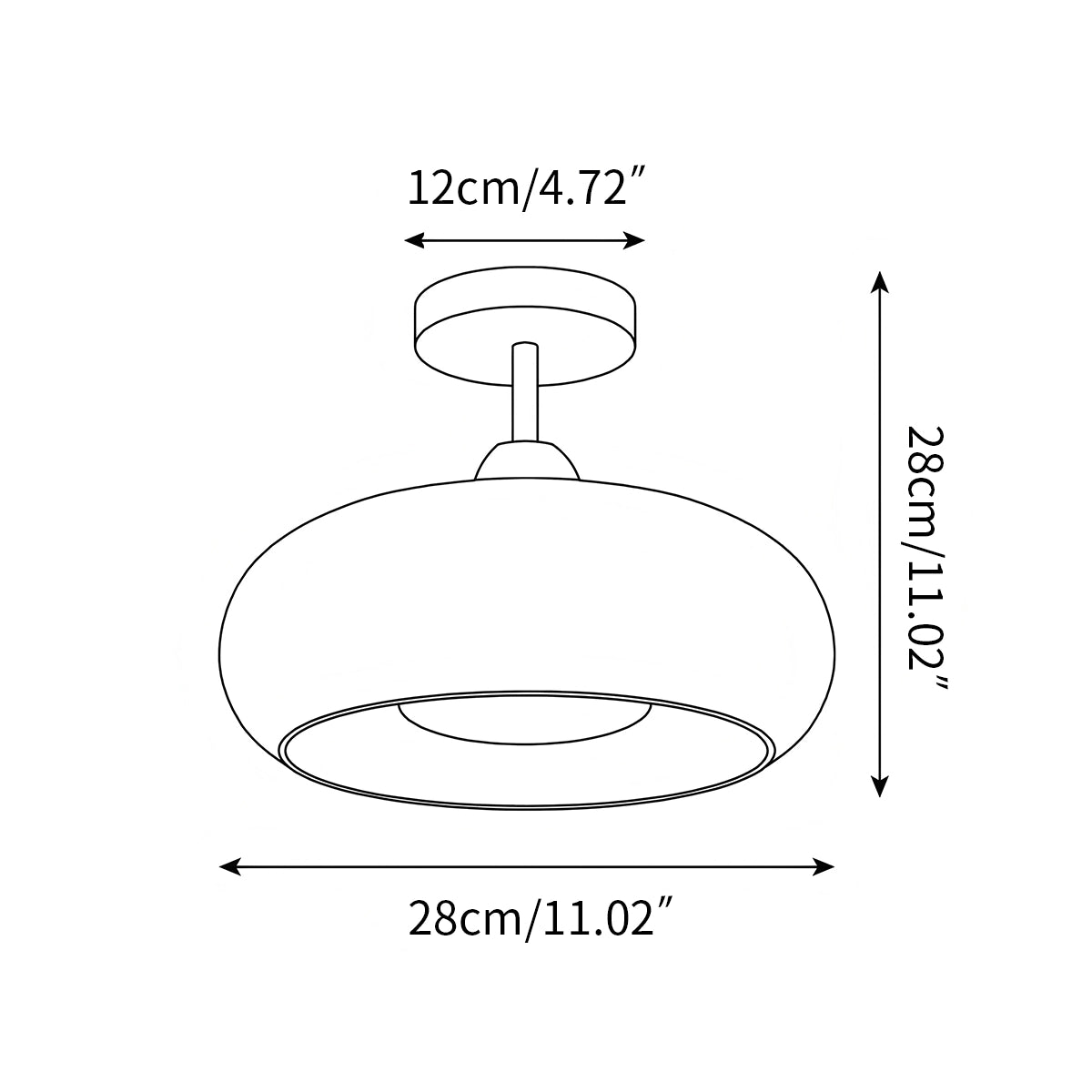 modern glass ceiling lamp size