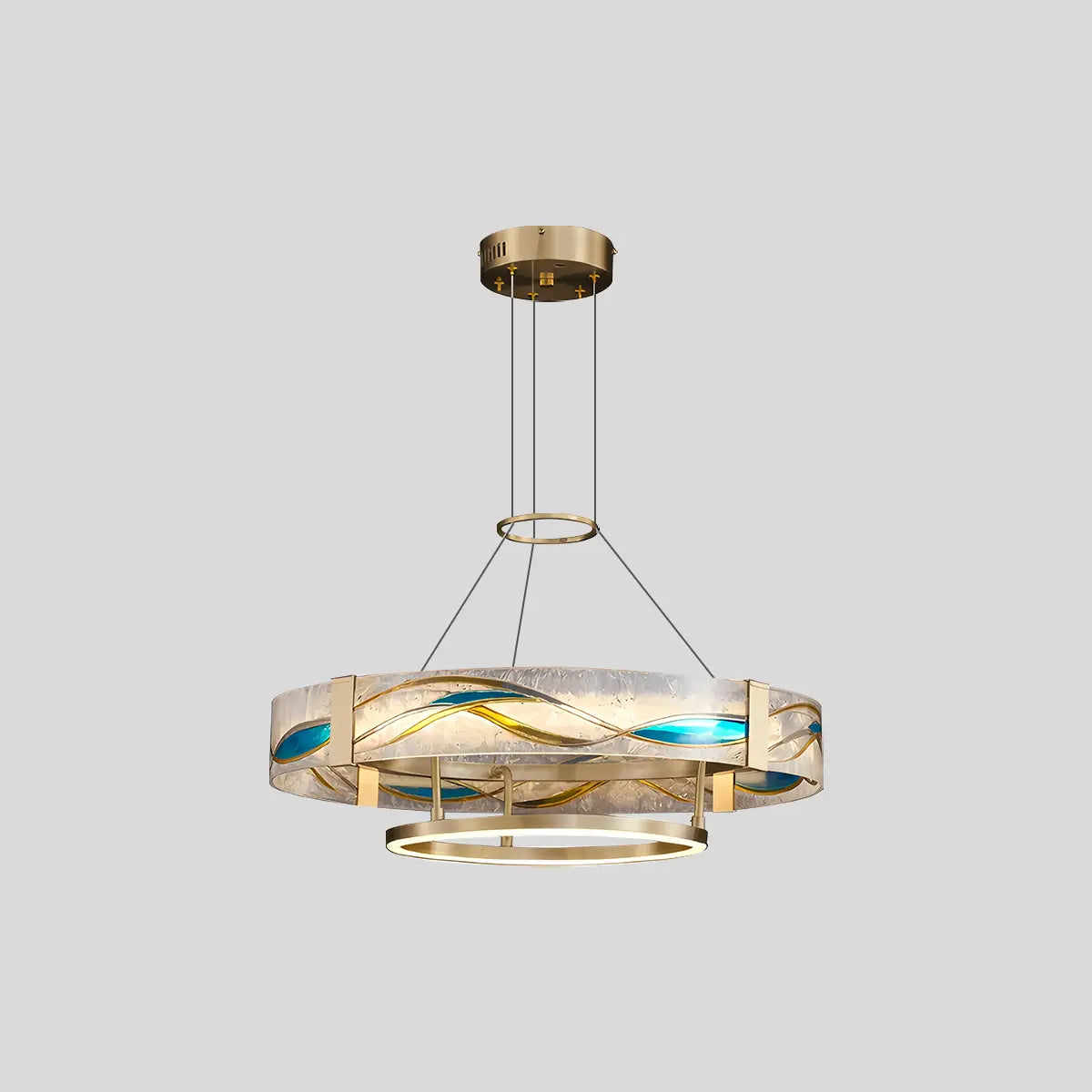 Antizer Enamel Round Brass Chandelier for Dining Area Gold