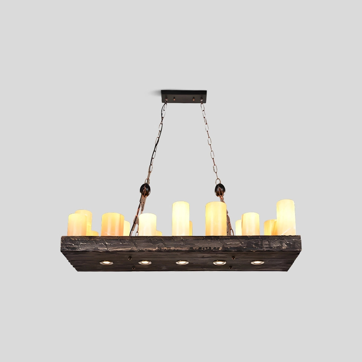 Antizer Austin Farmhouse Candle Chandelier Wood