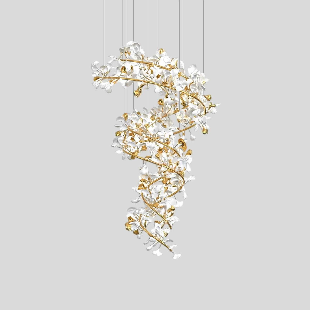 Antizer Ginkgo Chandelier Q for High Ceiling Gold