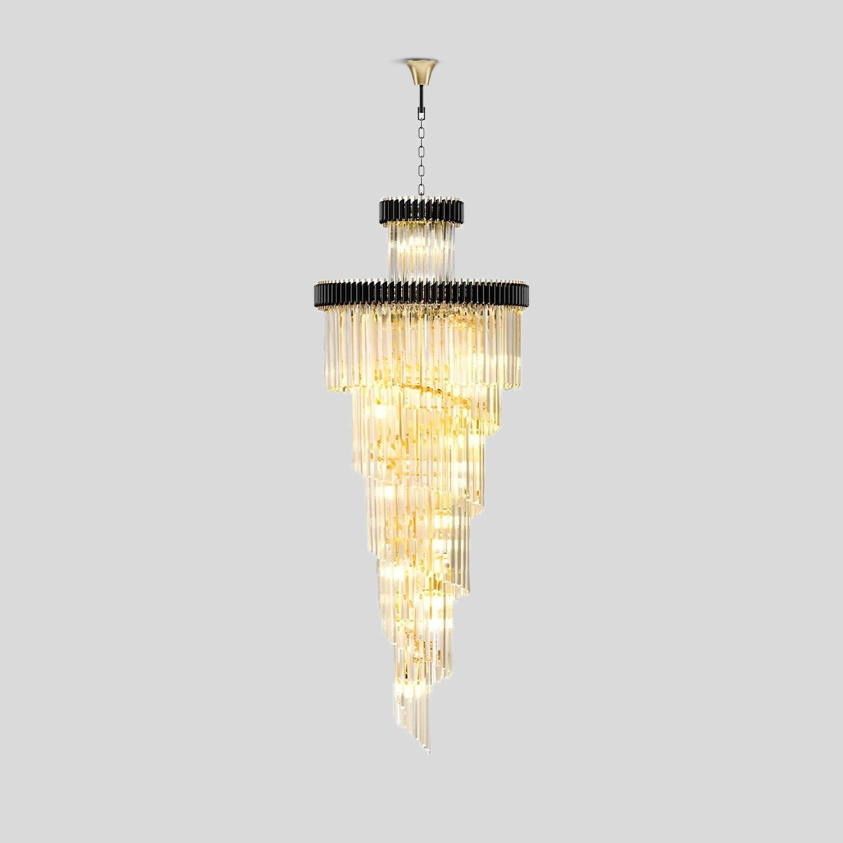 Antizer Large Luxury Crystal Long Chandelier Black