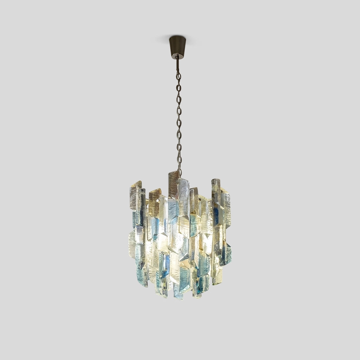 Antizer French Retro Ice Edged Glass Pendant Light Dia 39cm x H 42cm / ∅ 15.35" x H 16.54"