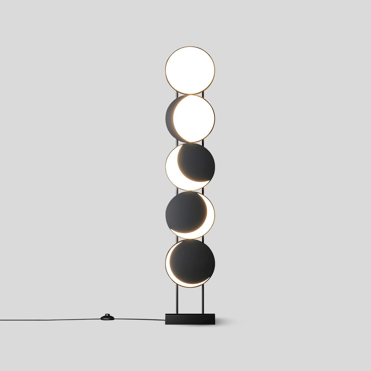 Antizer Minimalist Moon Phase Floor Lamp Black