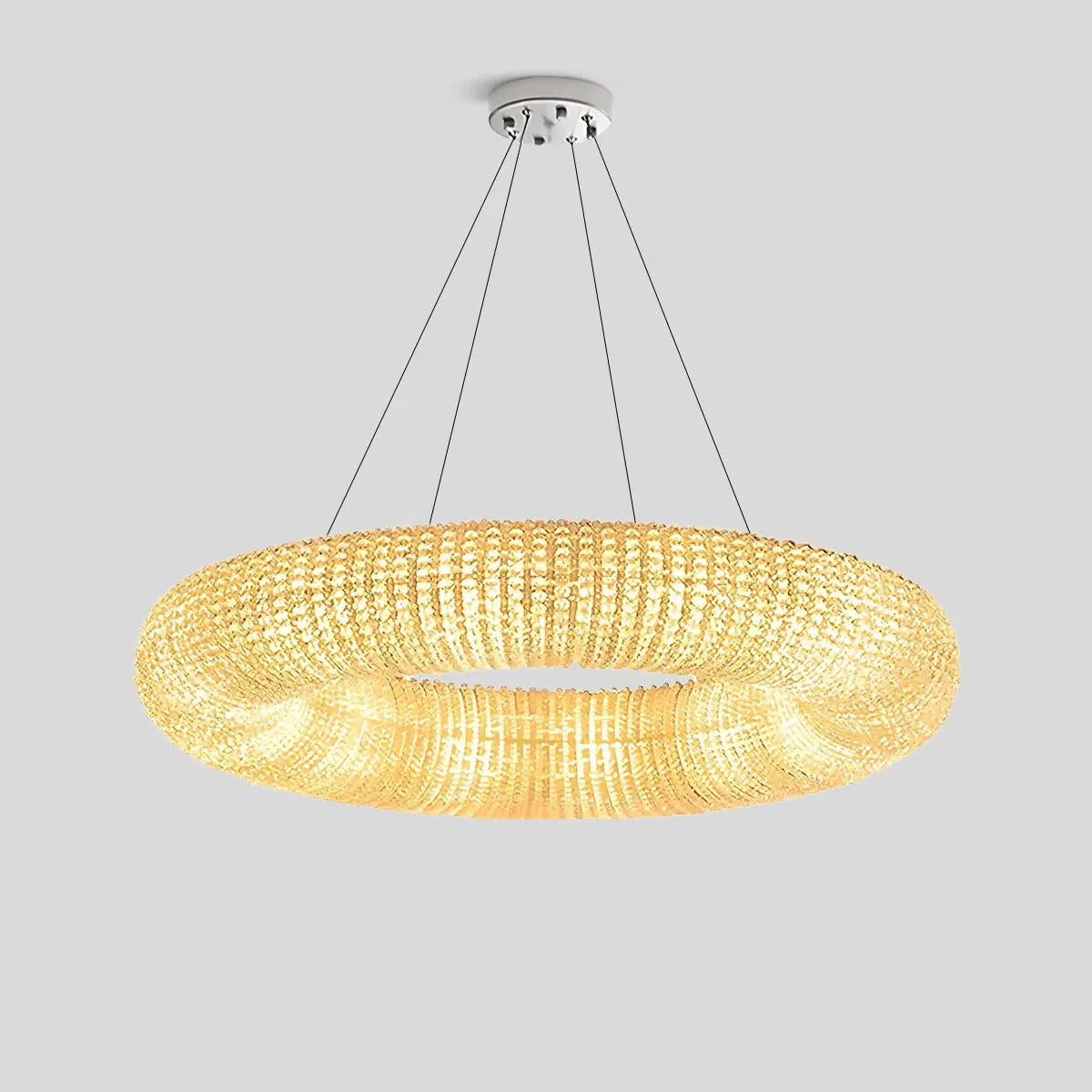 Antizer Riddle Round Crystal Led Ring Chandelier Gold