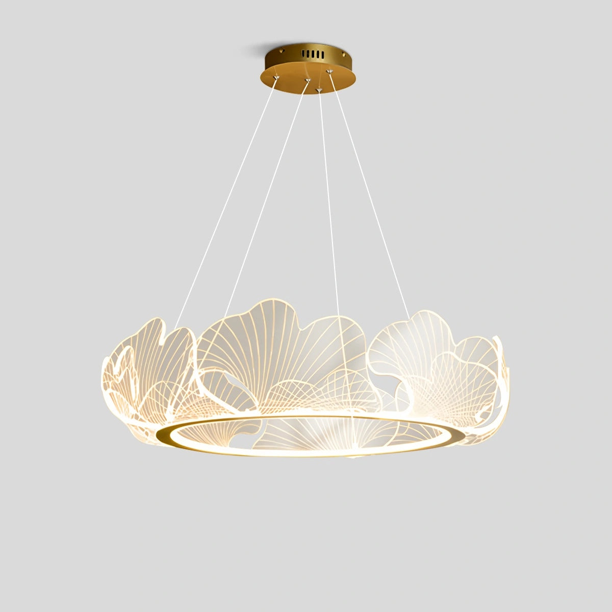 Antizer Ginkgo Leaf Chandelier for Living Room Gold & Clear Warm Light
