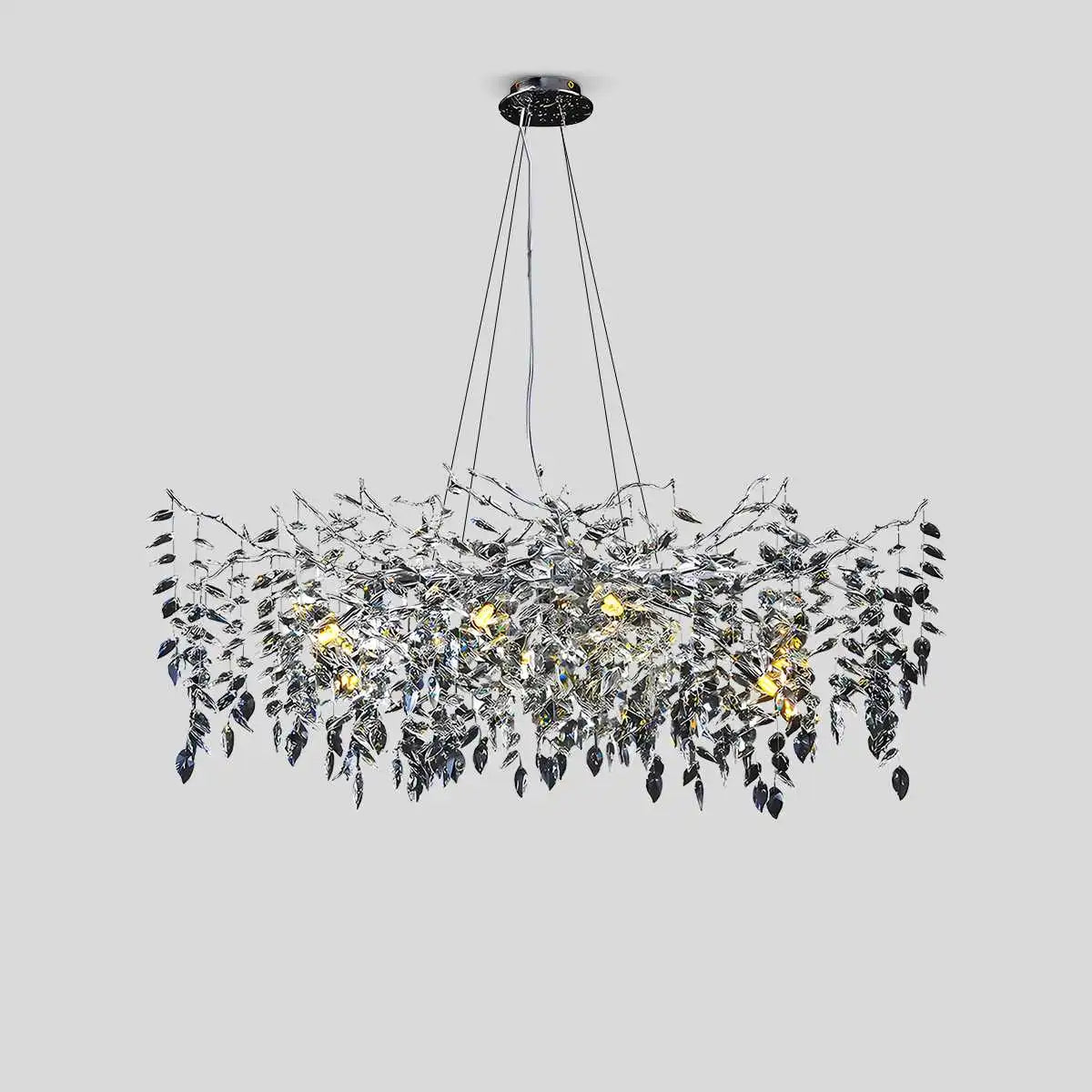 Antizer Leaf Crystal Chandelier for Living Room Silvery
