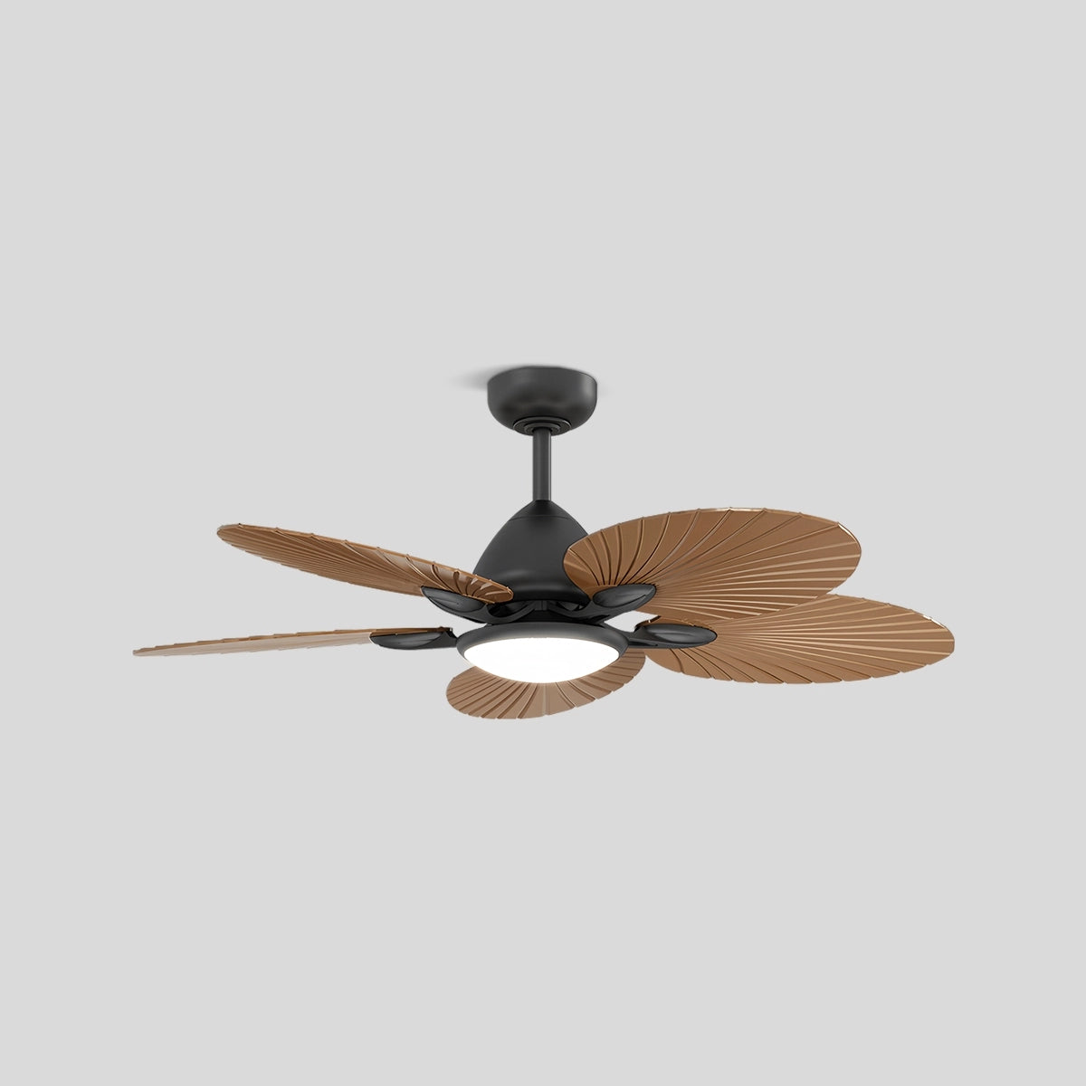 Antizer 5-Blade Palm Leaf Ceiling Fan with Light Black