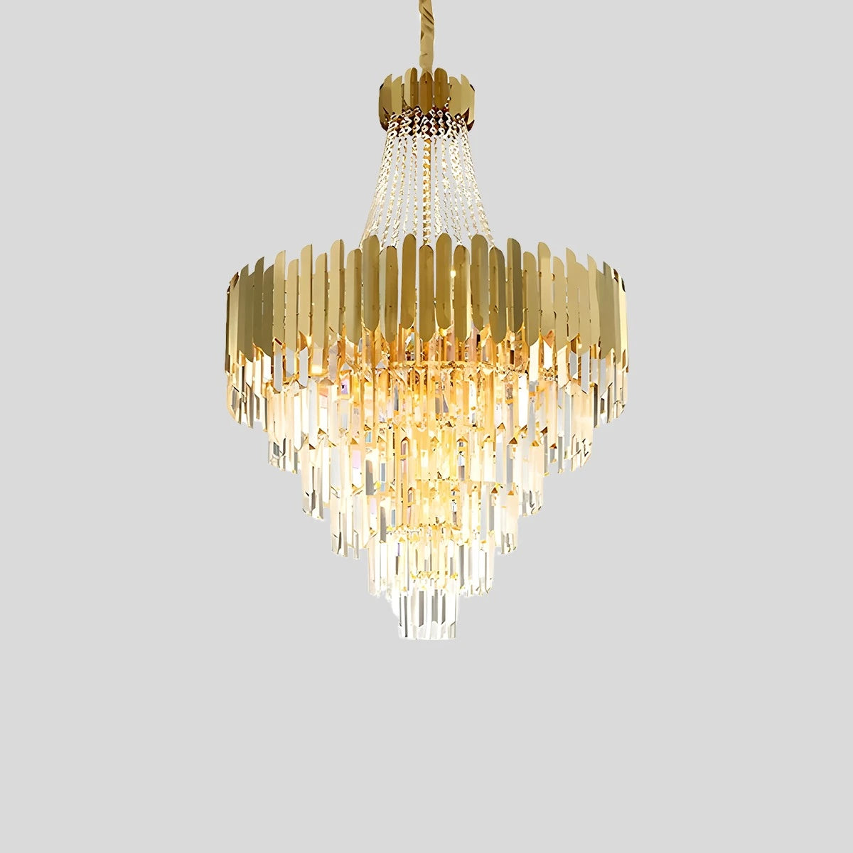 Antizer Large Tiered Gold Crystal Chandelier Gold