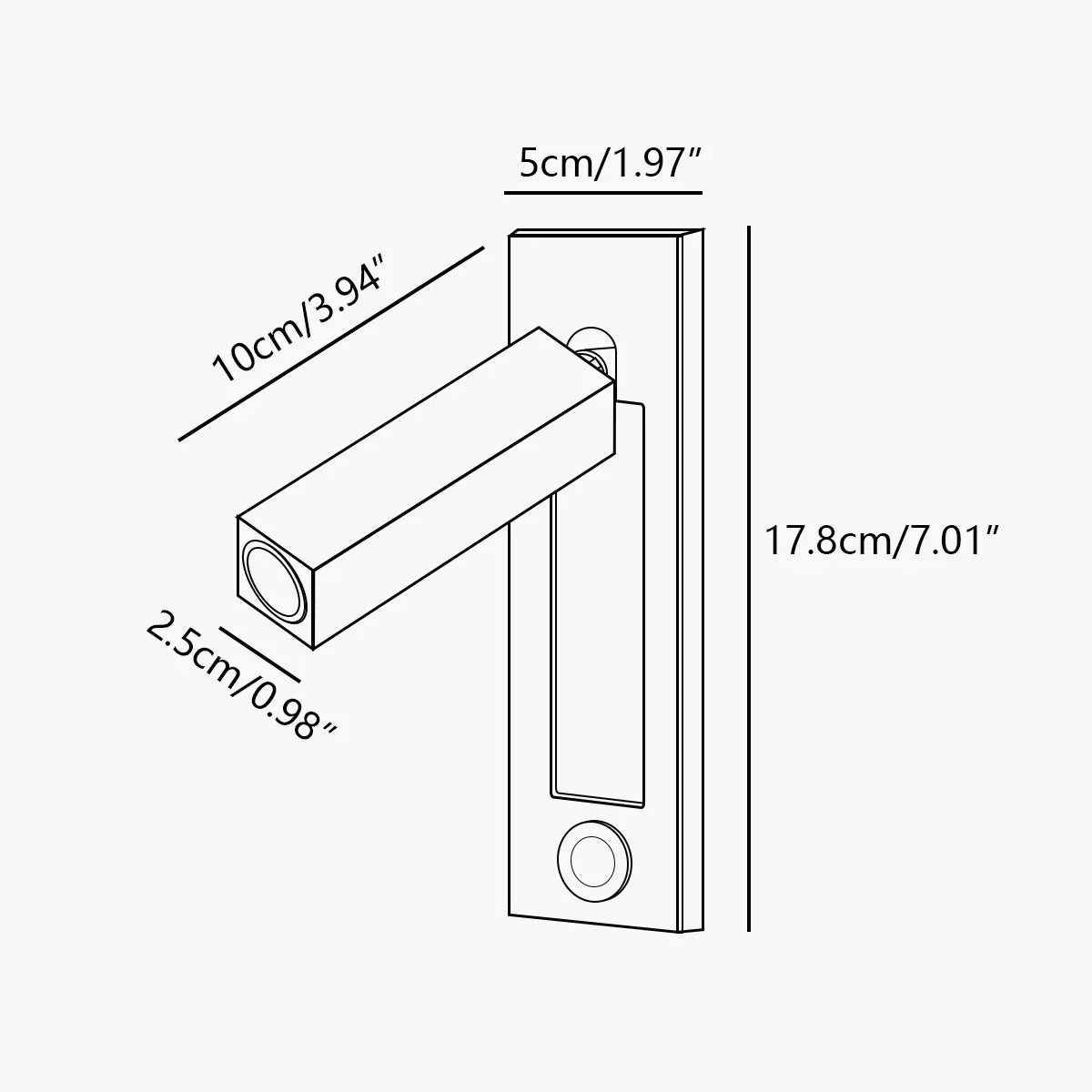 LED recessed wall light size