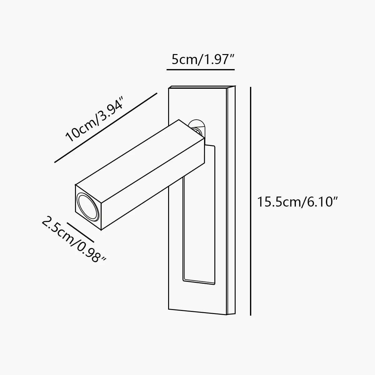 LED recessed wall light size