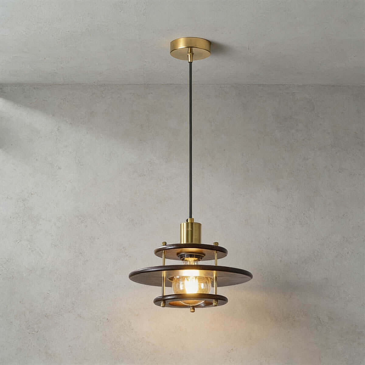 Antizer Tiered Walnut Wood Pendant Light