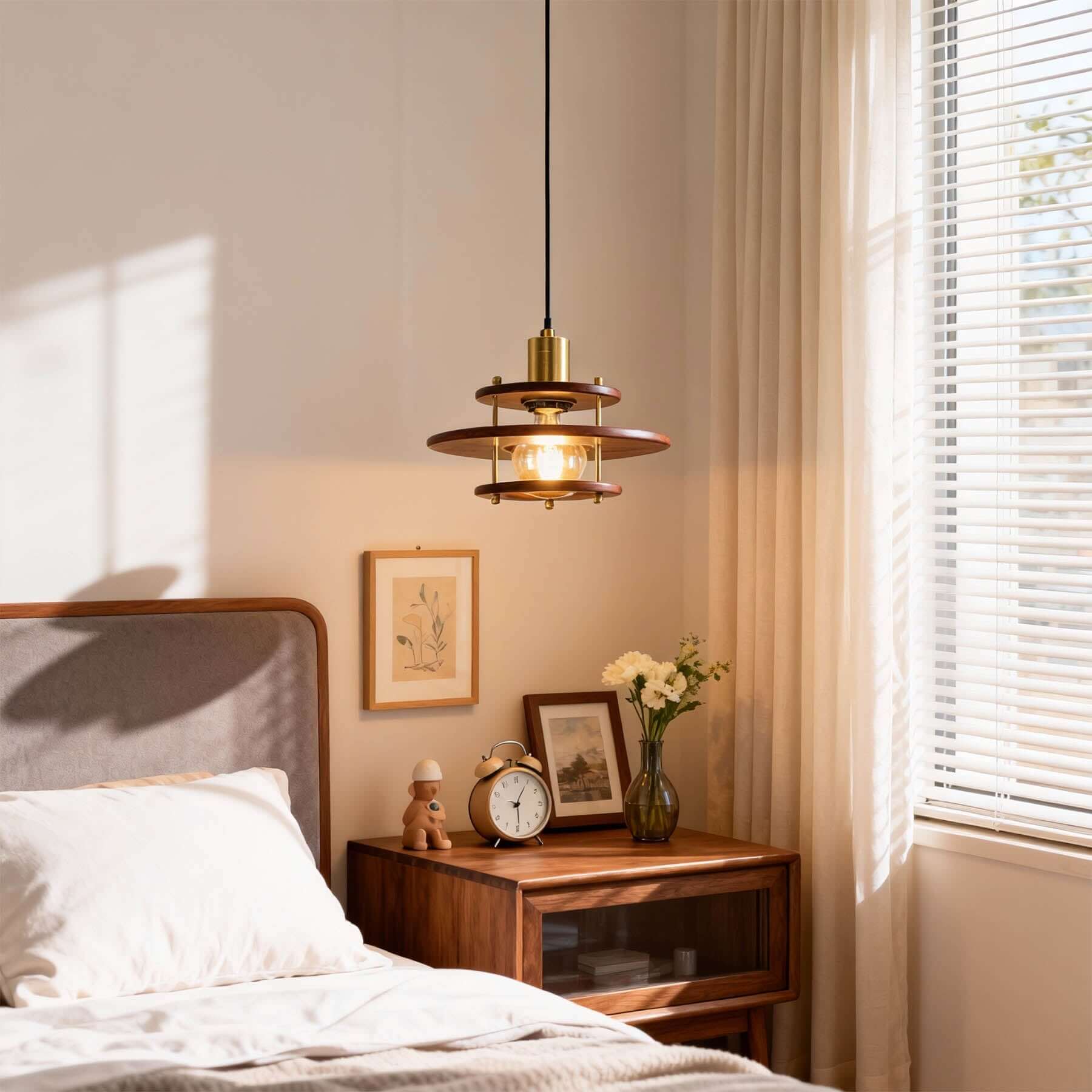 Antizer Tiered Walnut Wood Pendant Light