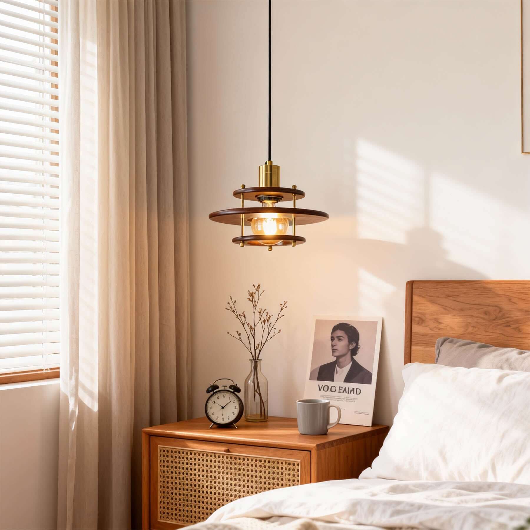 Antizer Tiered Walnut Wood Pendant Light