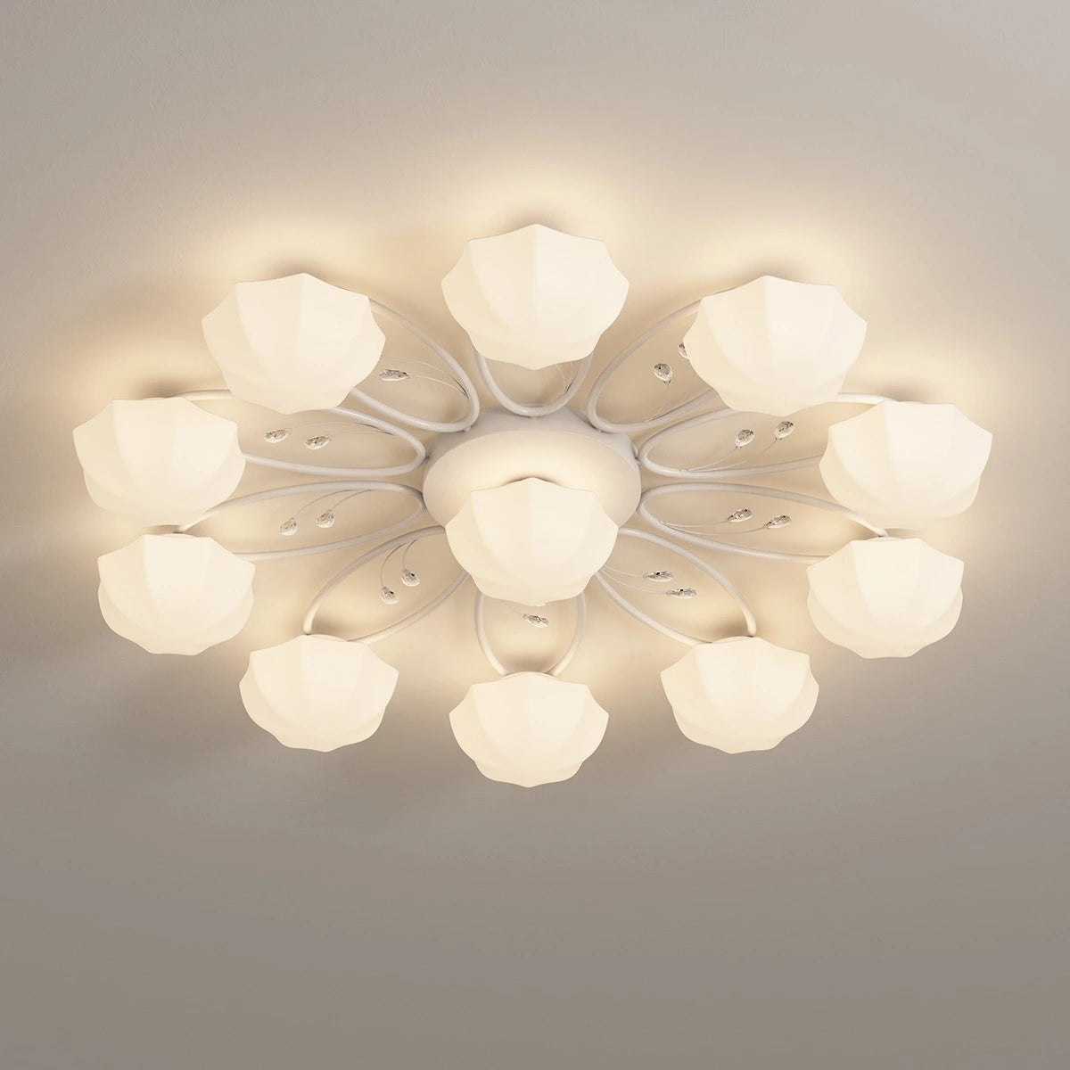 Antizer Light Luxury French Bud Ceiling Lamp White 10+1 Heads