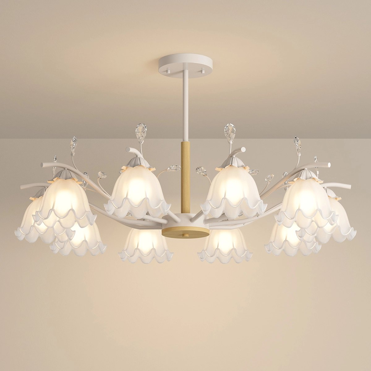 Antizer Creative Lily of the Valley Flower Chandelier White 10 heads