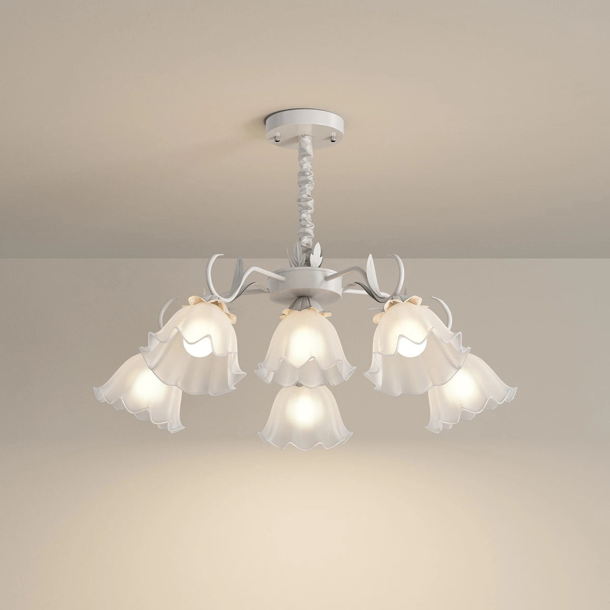 Antizer American Retro Pastoral Style Flower Chandelier White 6 Heads