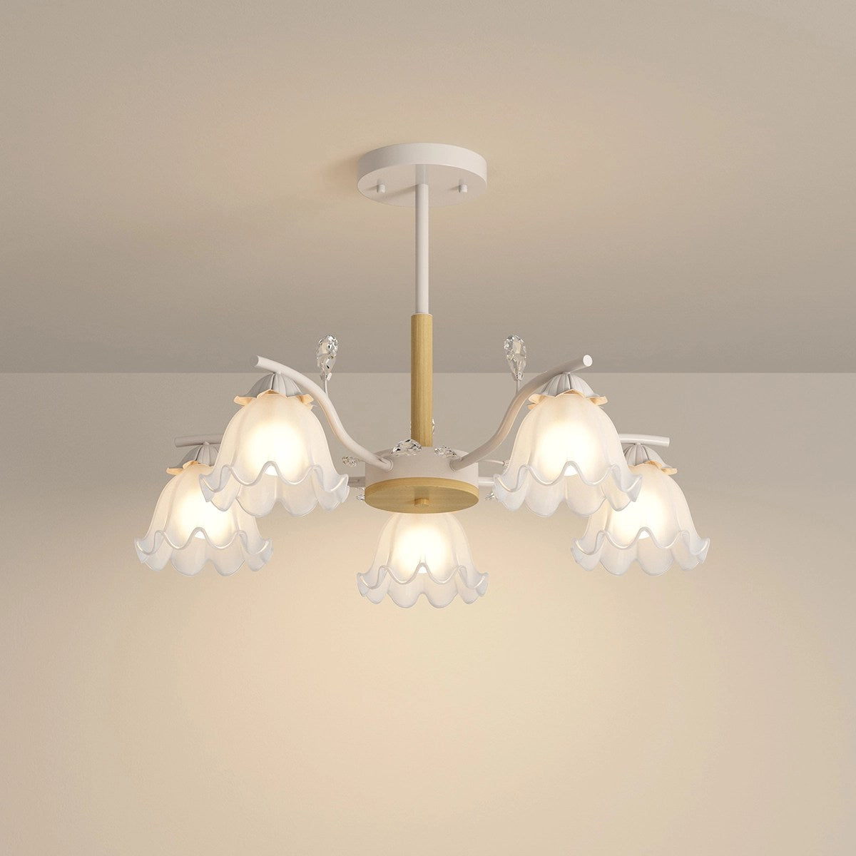 Antizer Creative Lily of the Valley Flower Chandelier White 5 heads