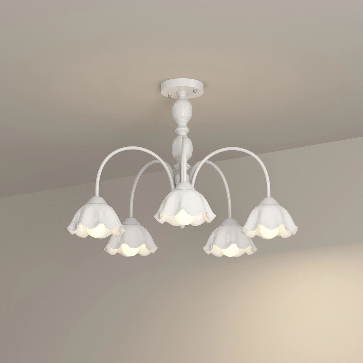 Antizer French Pastoral Style Flower Chandelier White 5 Heads