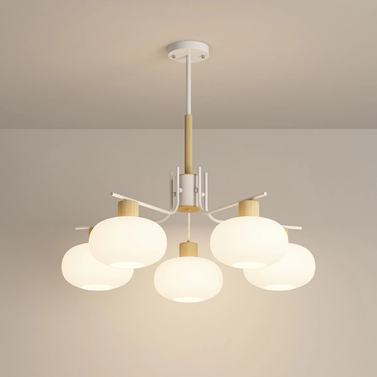 Antizer Pastoral American Retro Flower Chandelier White 5 Heads
