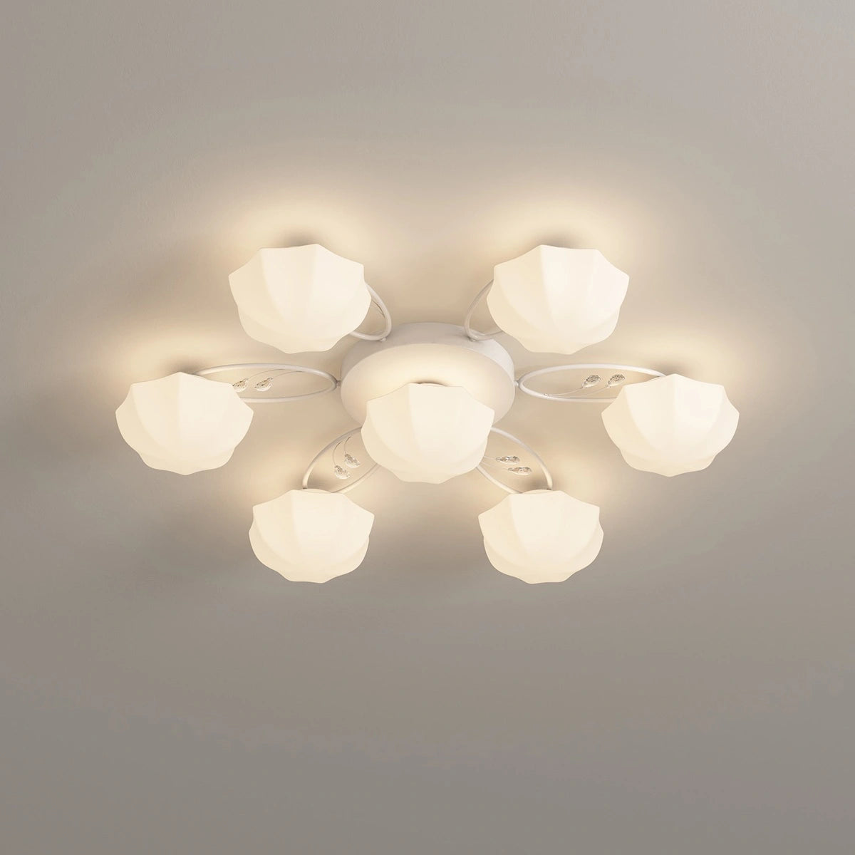 Antizer Light Luxury French Bud Ceiling Lamp White 6+1 Heads
