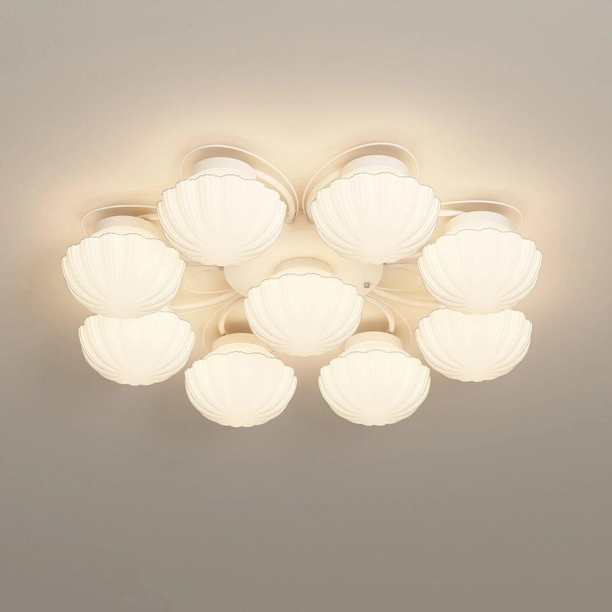 Antizer Creative Flower Living Room Ceiling Lamp White 8+1 Heads