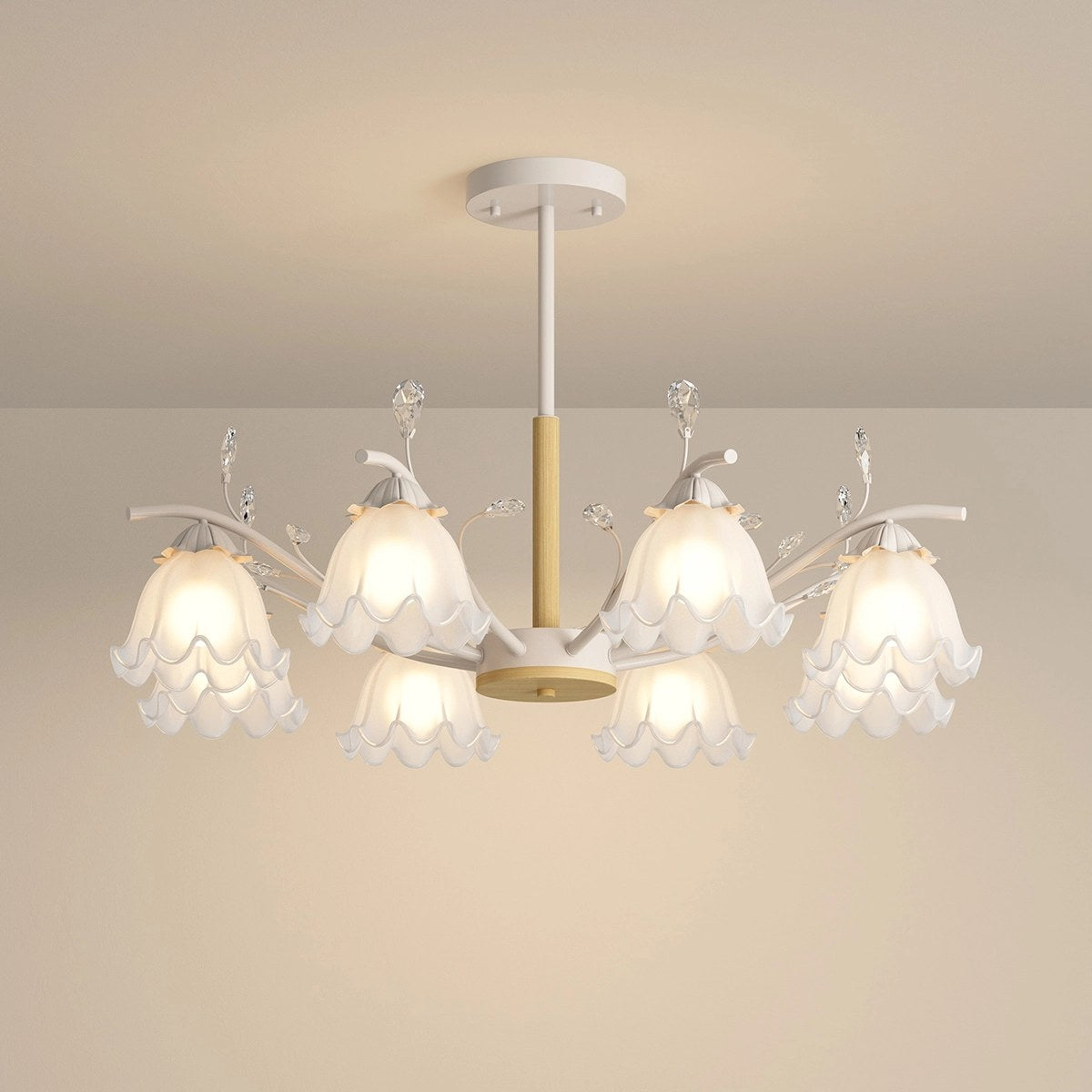 Antizer Creative Lily of the Valley Flower Chandelier White 8 heads