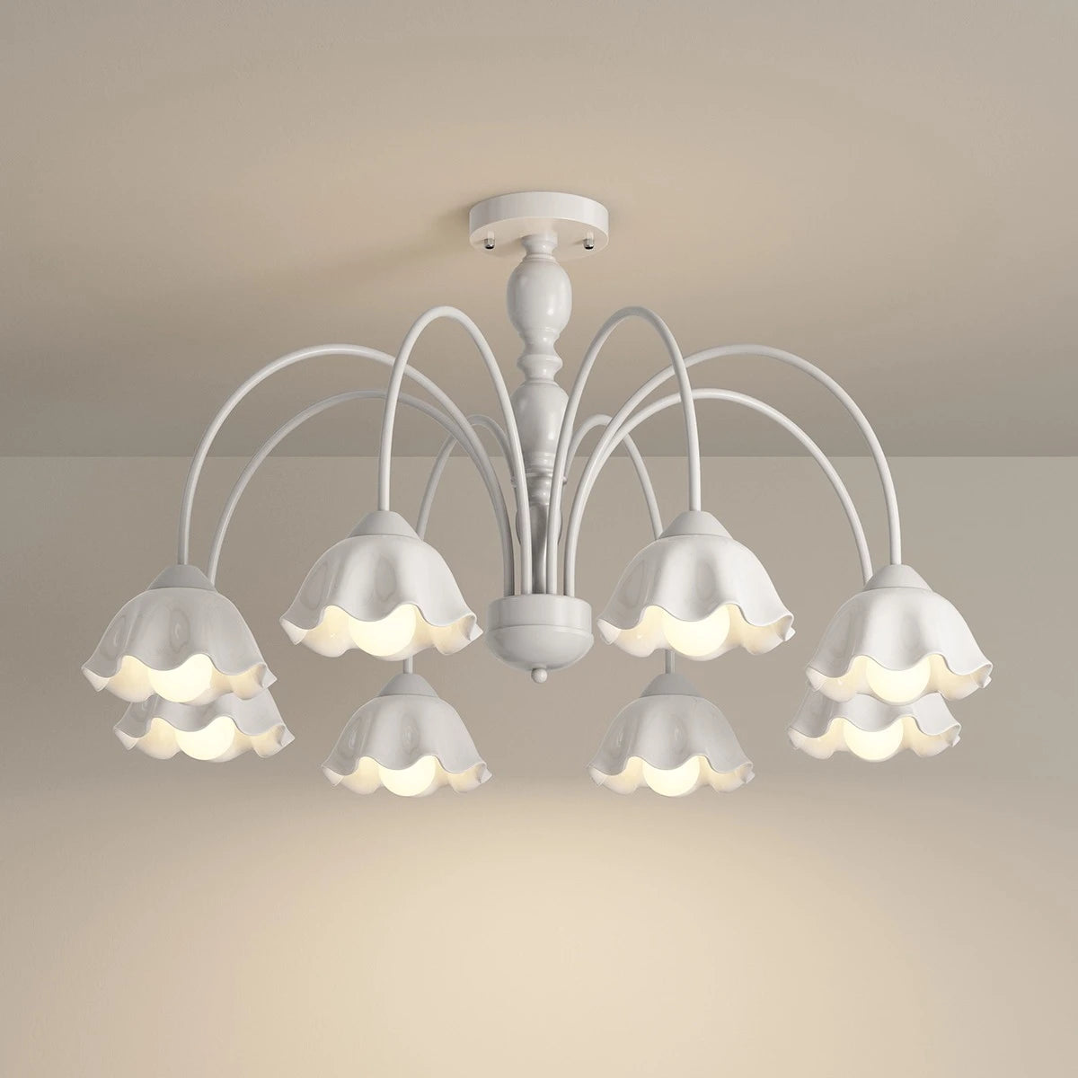 Antizer French Pastoral Style Flower Chandelier White 8 Heads