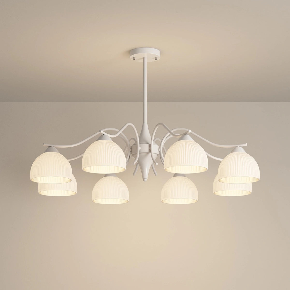 Antizer French Pastoral Living Room Chandelier White 8 Heads