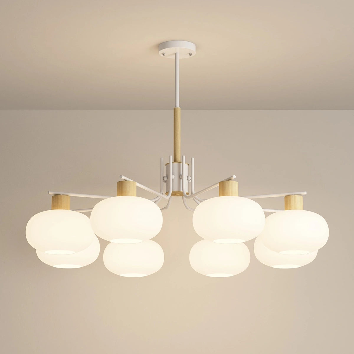 Antizer Pastoral American Retro Flower Chandelier White 8 Heads