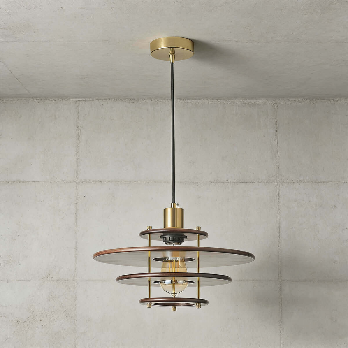 Antizer Vintage Tiered Walnut Wood Pendant Light