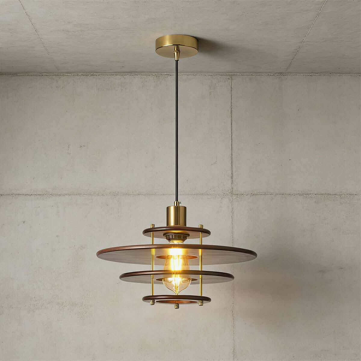 Antizer Vintage Tiered Walnut Wood Pendant Light